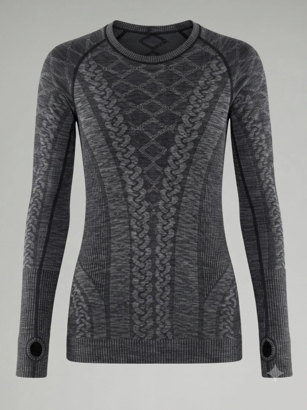 Lululemon Rest Less Pullover Heathered Black Gray Diamond Jacquard Knit Top 6